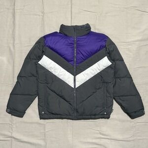Vintage Stussy Down Puffer Jacket Gray Purple Men's Large